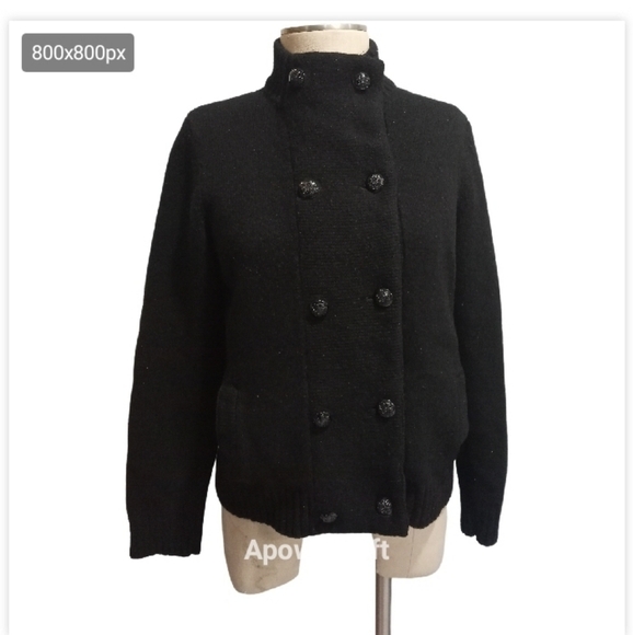 Ralph Lauren Black knit double breasted sweater size Large - Picture 1 of 5